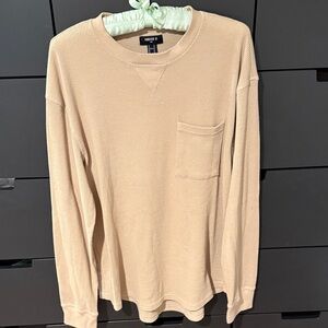 Beige Long Sleeve Waffle Knit Shirt